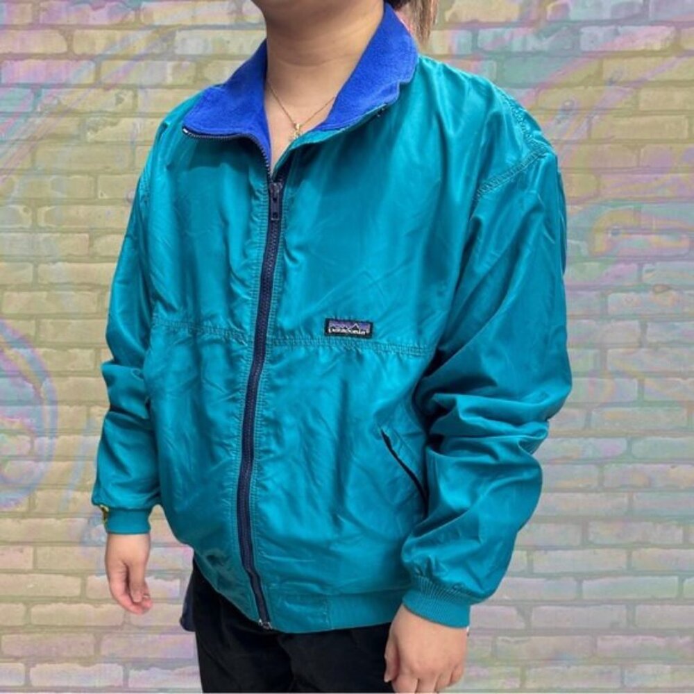 Patagonia Men's Turquoise Blue 90s Outdoor Classic Windbreaker Jacket Size M